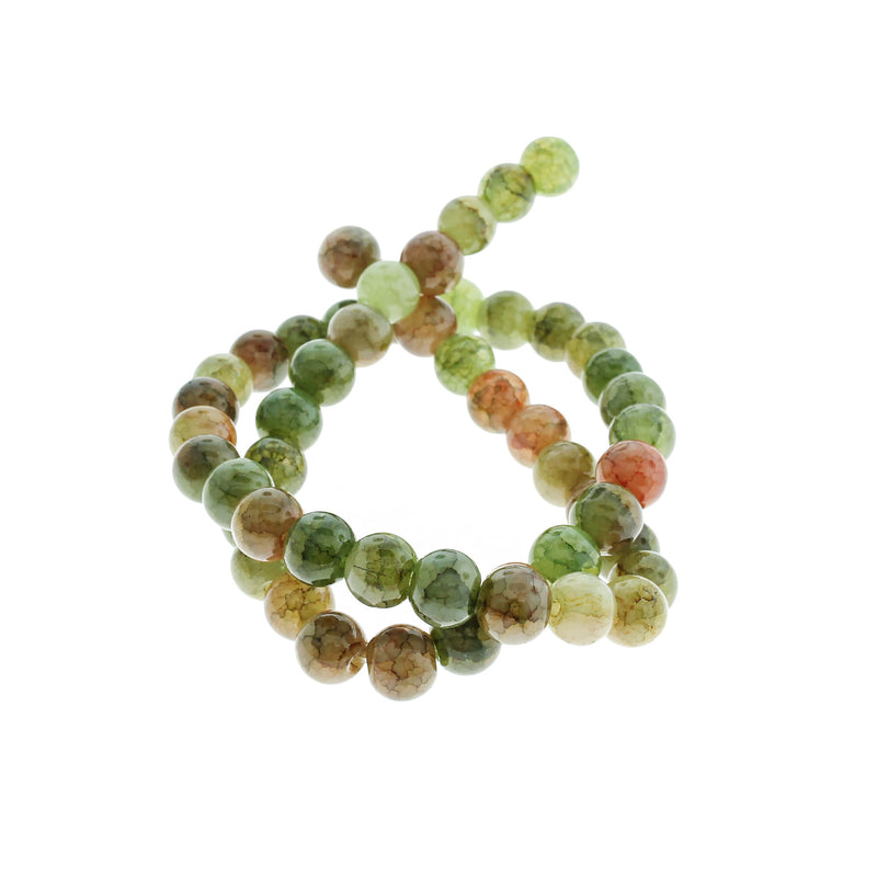 Round Imitation Gemstone Beads 8mm - Earth Green And Brown - 1 Strand 100 Beads - BD122