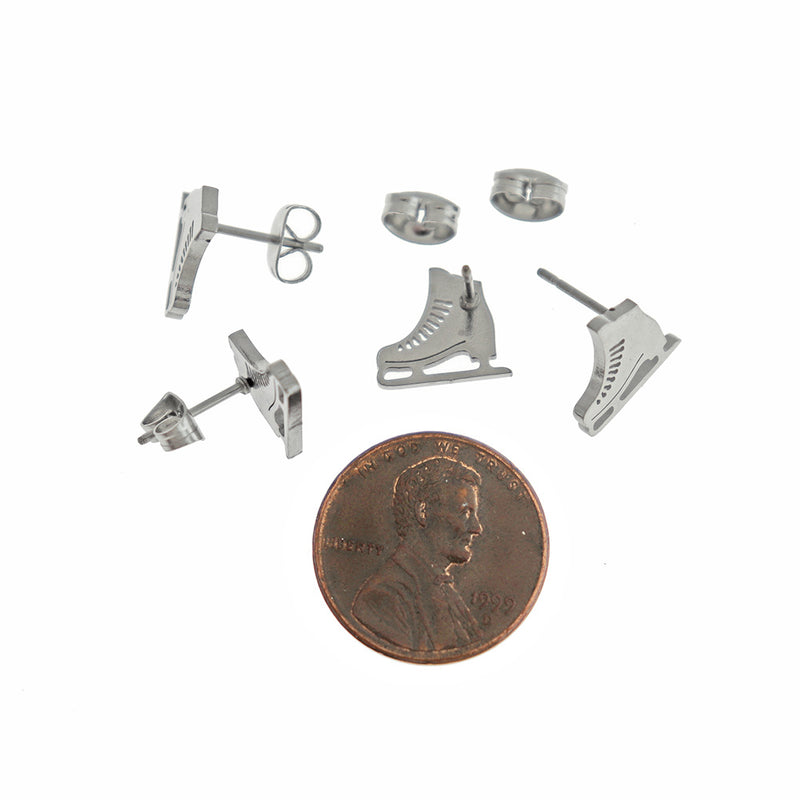 Boucles d'oreilles en acier inoxydable - Clous de patin artistique - 11 mm x 10 mm - 2 pièces 1 paire - ER889