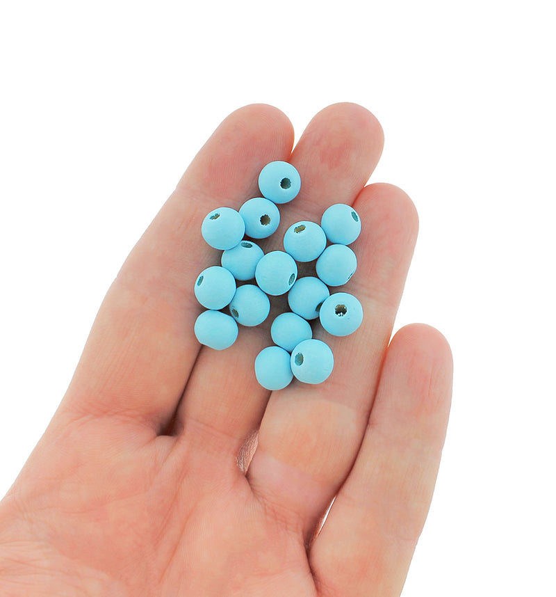 Spacer Wooden Beads 8mm - Light Blue - 200 Beads - BD1418