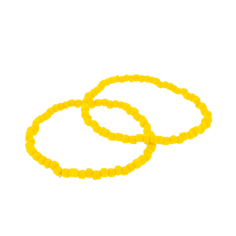 Seed Glass Bead Bracelet - 65mm - Bright Yellow - 1 Bracelet - BB094