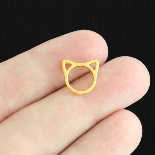 8 Cat Outline Gold Tone Charms 2 Sided - GC123