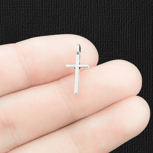 15 Cross Antique Silver Tone Charms 2 Sided - SC459