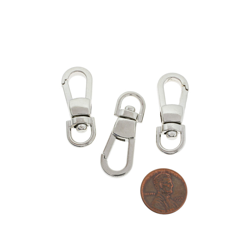 Silver Tone Swivel Lobster Clasps - 38mm x 13mm - 4 Pieces - FD1042