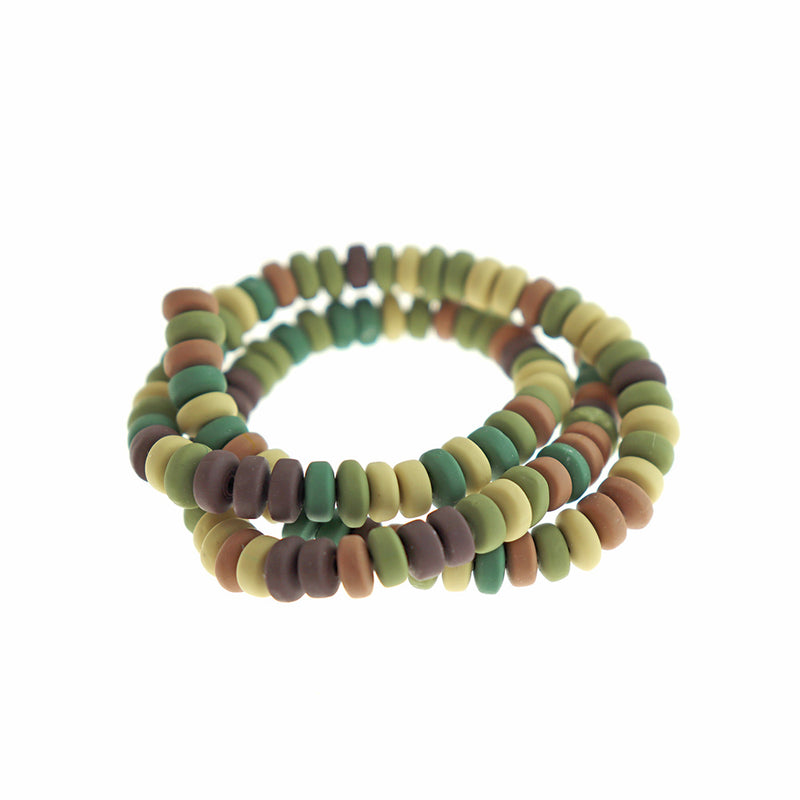 Abacus Polymer Clay Beads 6mm x 3mm - Earth Tones - 1 Strand 110 Beads - BD1254