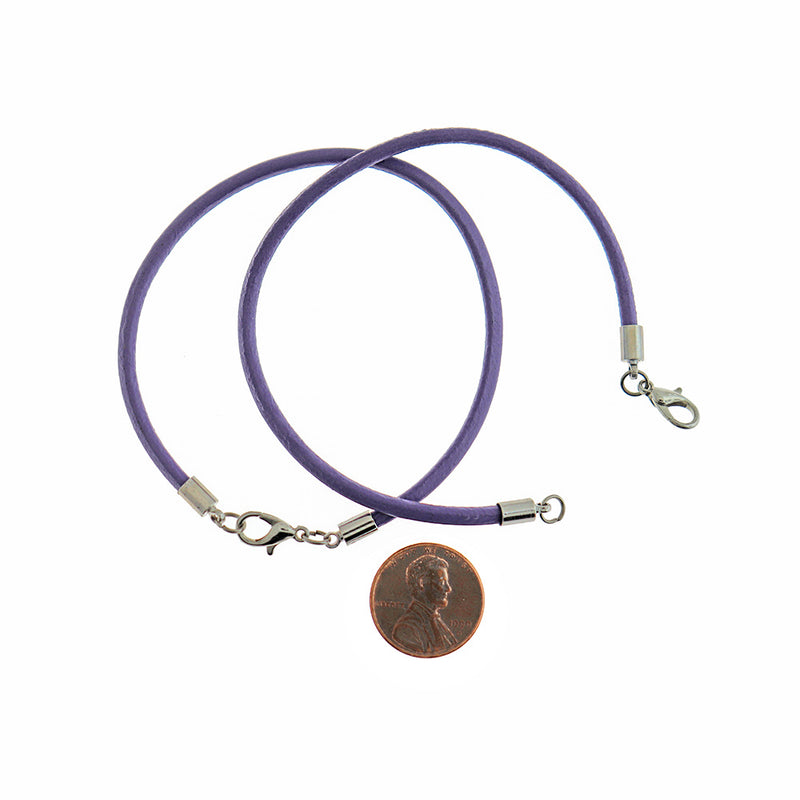 Bracelet Simili Cuir Violet 7" - 4mm - 5 Bracelets - N307