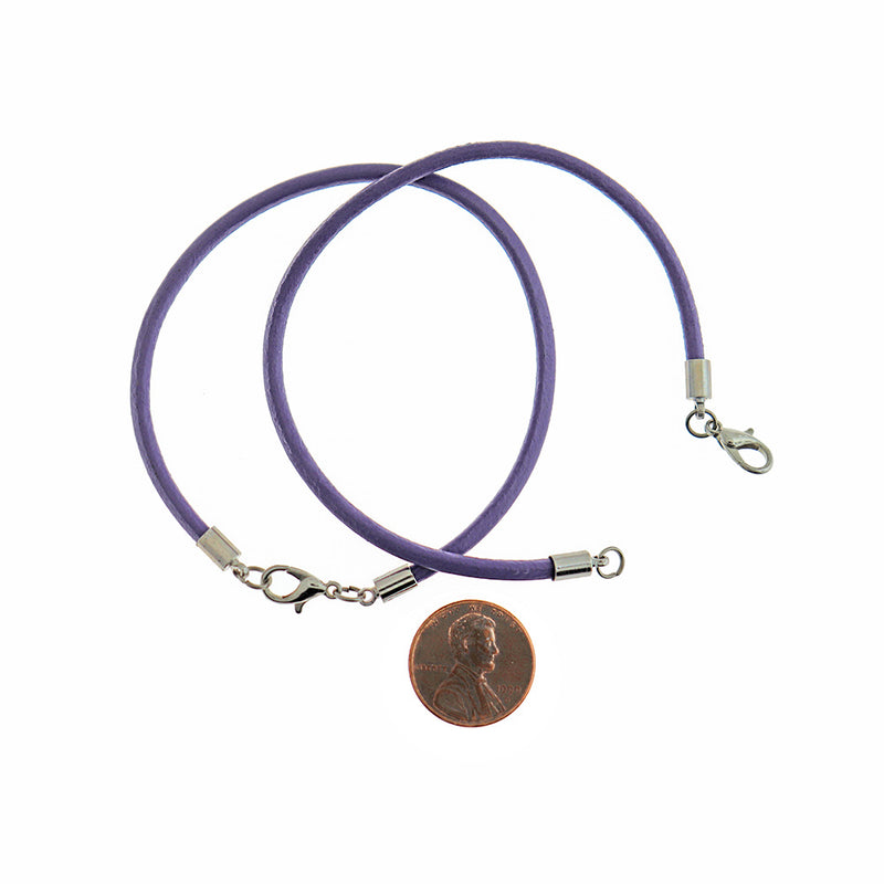 Purple Imitation Leather Bracelet 7" - 4mm - 5 Bracelets - N307