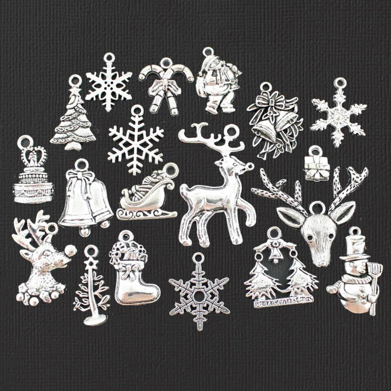 Christmas Charm Collection Antique Silver Tone 19 Different Charms - COL055H
