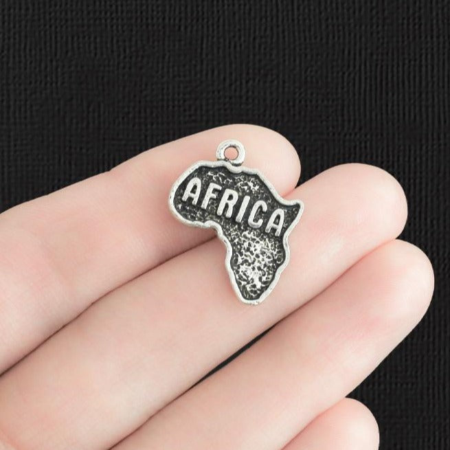 4 Africa Antique Silver Tone Charms - SC4815
