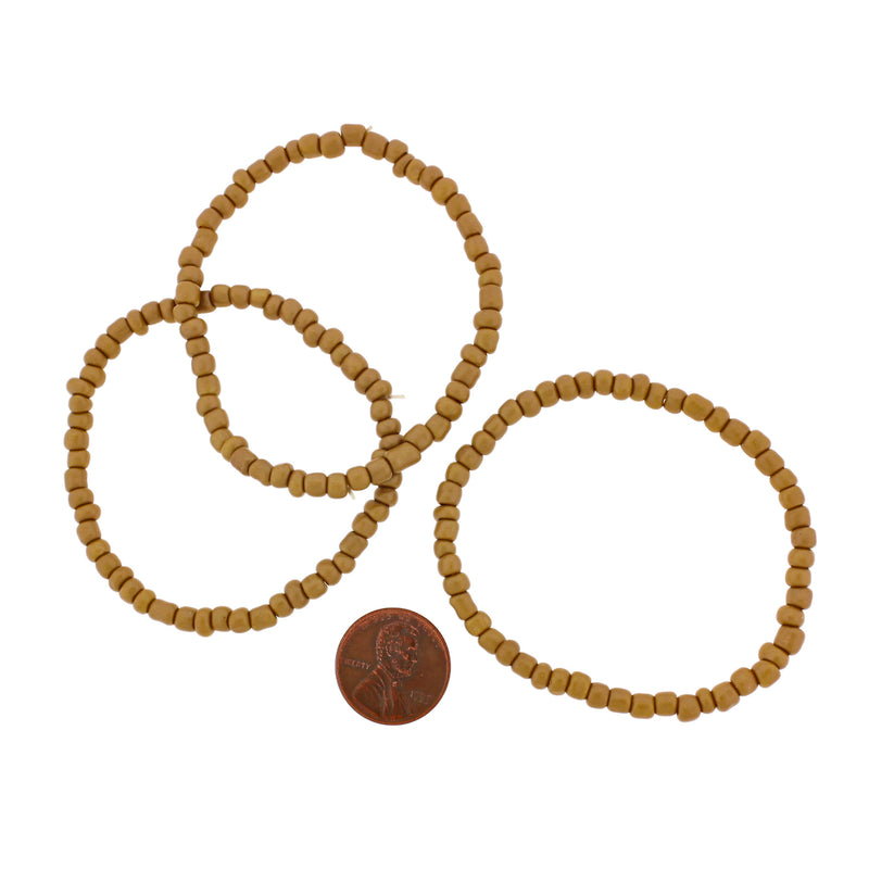 Seed Glass Bead Bracelets - 65mm - Almond Brown - 5 Bracelets - BB095
