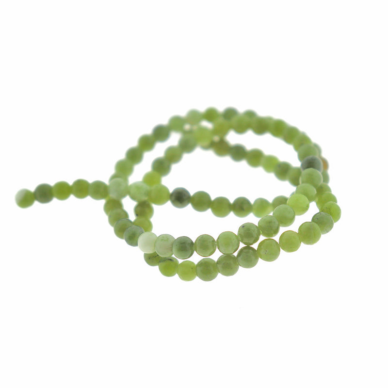 Perles de Verre Rondes 4mm - Vert Olive - 1 Rang 87 Perles - BD2019