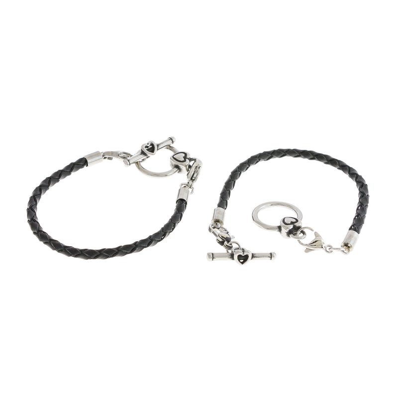 VENTE Bracelets en cuir tressé noir 6 3/4" - 3mm - 2 Bracelets - N262