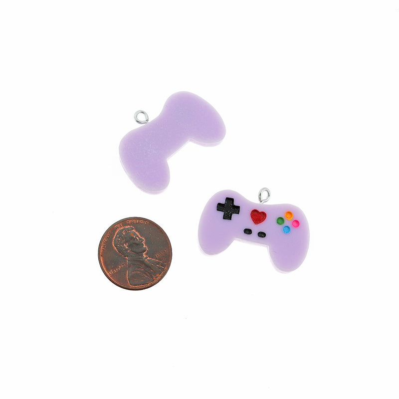 2 Purple Game Controller Acrylic Charms - K344