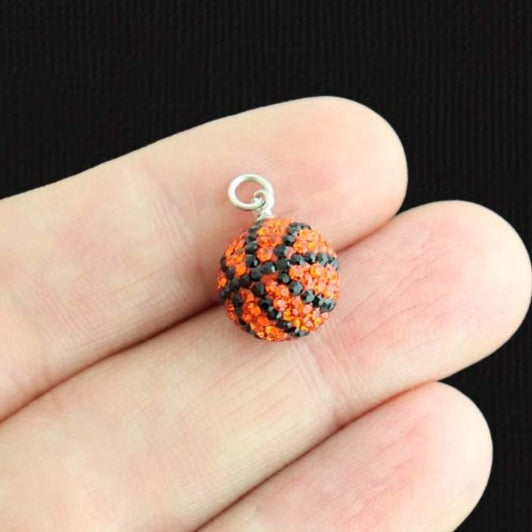 Basketball Resin Charm with Inset Rhinestones 3D - K620