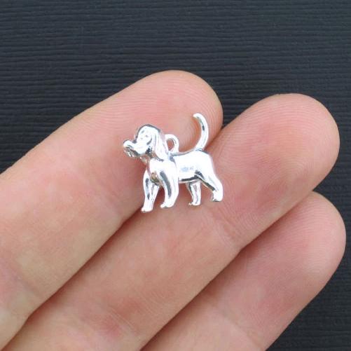 5 Dog Silver Tone Charms 3D - SC3362