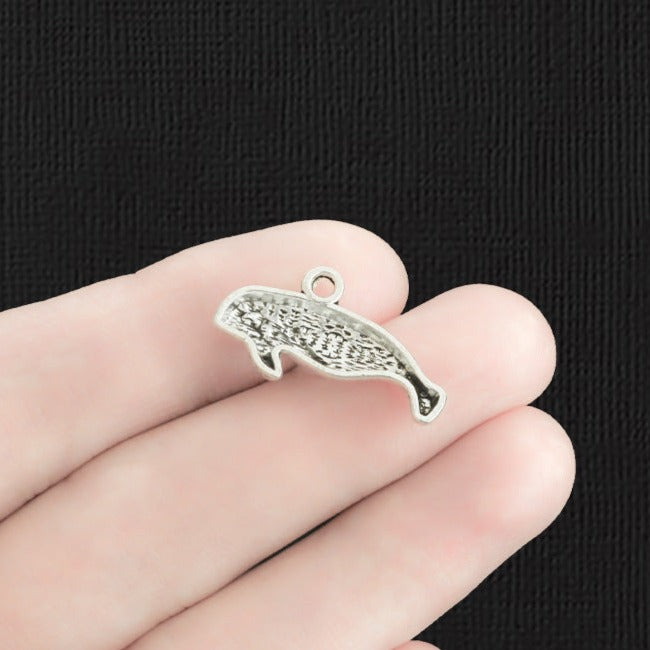 6 Manatee Antique Silver Tone Charms - SC2117