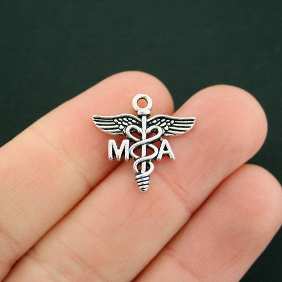 10 Medical Assistant Antique Silver Tone Charms - SC5611