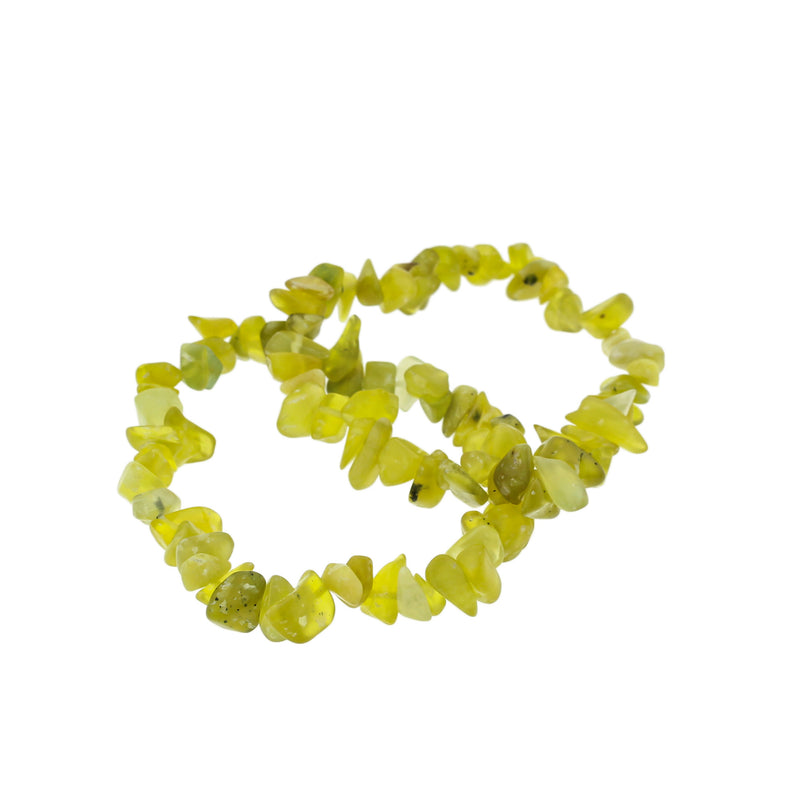 Chip Glass Bead Bracelet - 47mm - Pale Green - 1 Bracelet - BB225