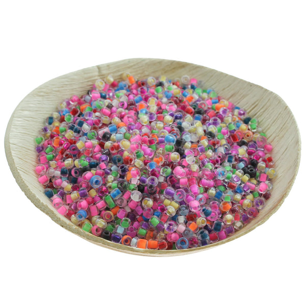 Perles de Verre Graines 8/0 3mm - Assortiment Rainbowlined - 100g 4250 Perles - BD295