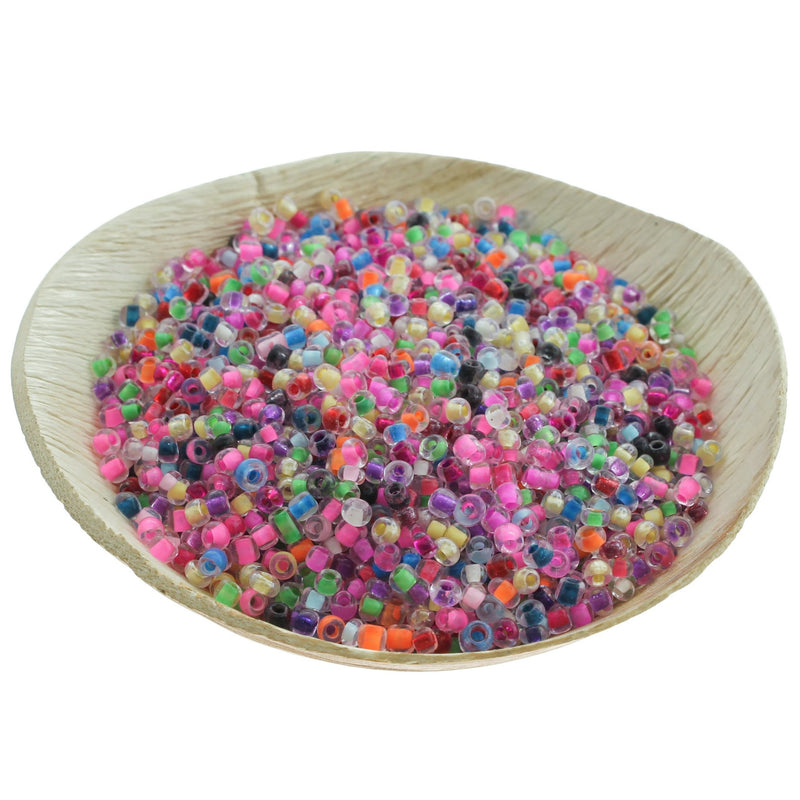 Perles de Verre Graines 8/0 3mm - Assortiment Rainbowlined - 100g 4250 Perles - BD295