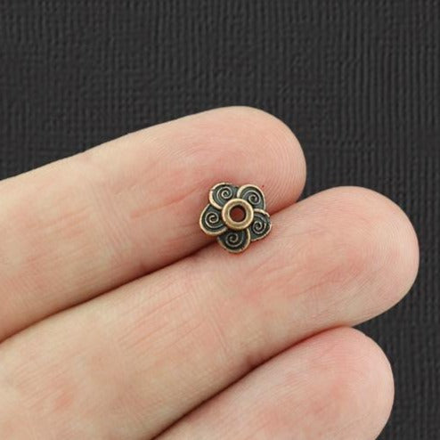 Capuchons de perles de ton bronze - 8 mm x 8 mm - 50 pièces - BC143
