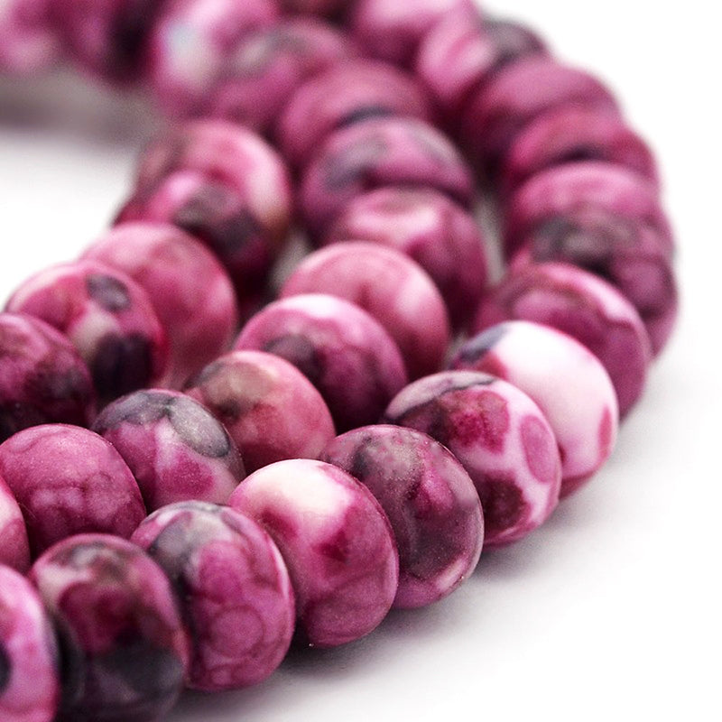 Perles de jade synthétique Abacus 6mm x 4mm - Fuchsia et violet - 25 perles - BD905