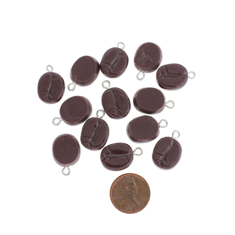 5 Coffee Bean Resin Charms 3D - K319