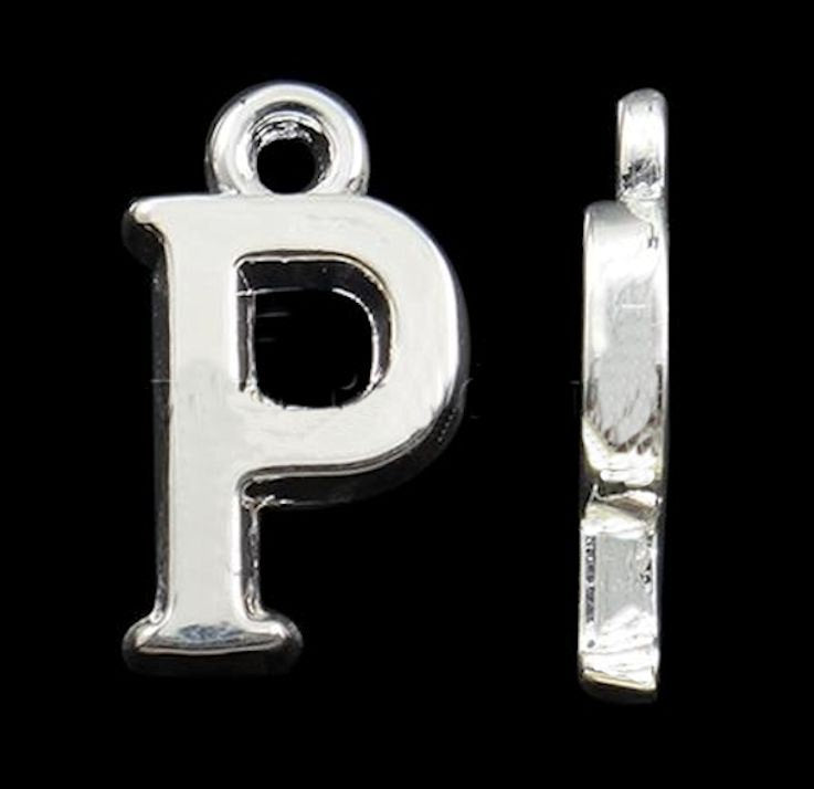 6 Letter P Alphabet Silver Tone Charms - SC2351
