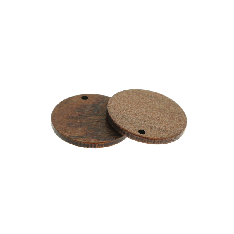 2 Round Natural Walnut Wood Charms 25mm - WP354