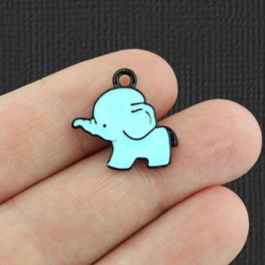 4 Elephant Black Tone Enamel Charms - E081
