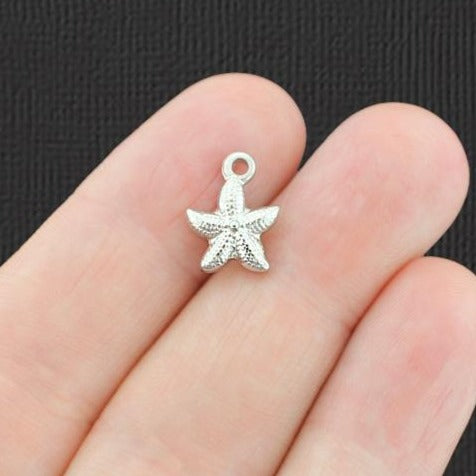 2 Starfish Silver Tone Stainless Steel Charms - SSP011