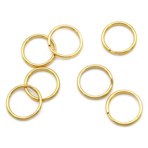 Porte-clés en acier inoxydable doré - 20 mm - 5 pièces - Z1644