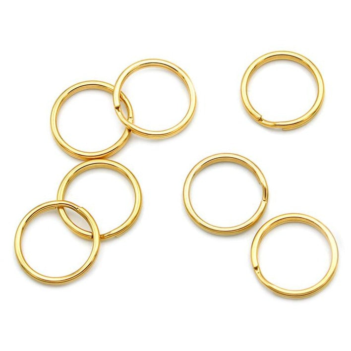 Porte-clés en acier inoxydable doré - 20 mm - 5 pièces - Z1644