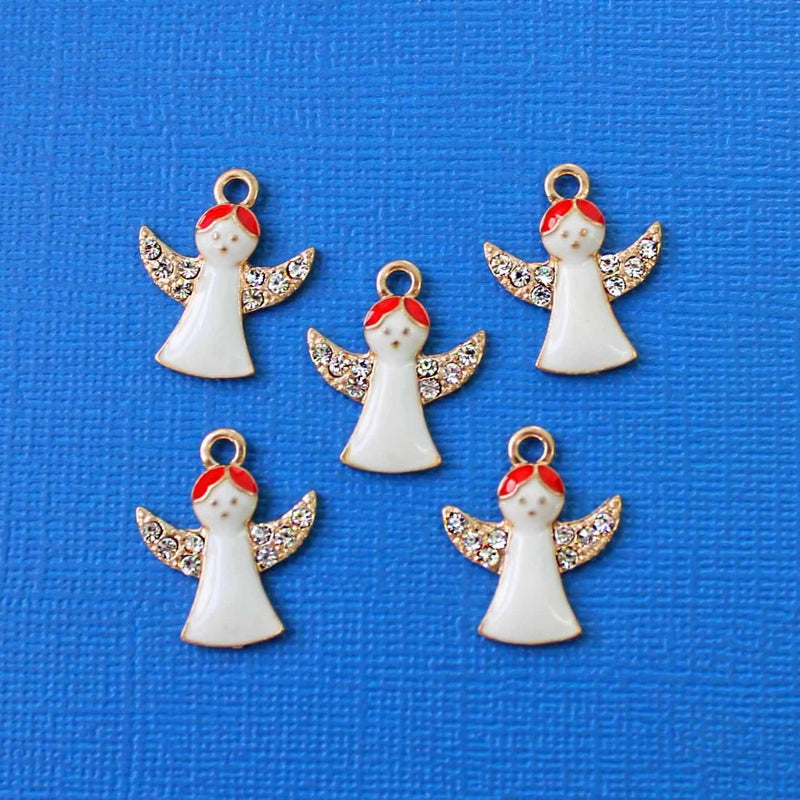 4 Angel Silver Tone Enamel Charms - E278