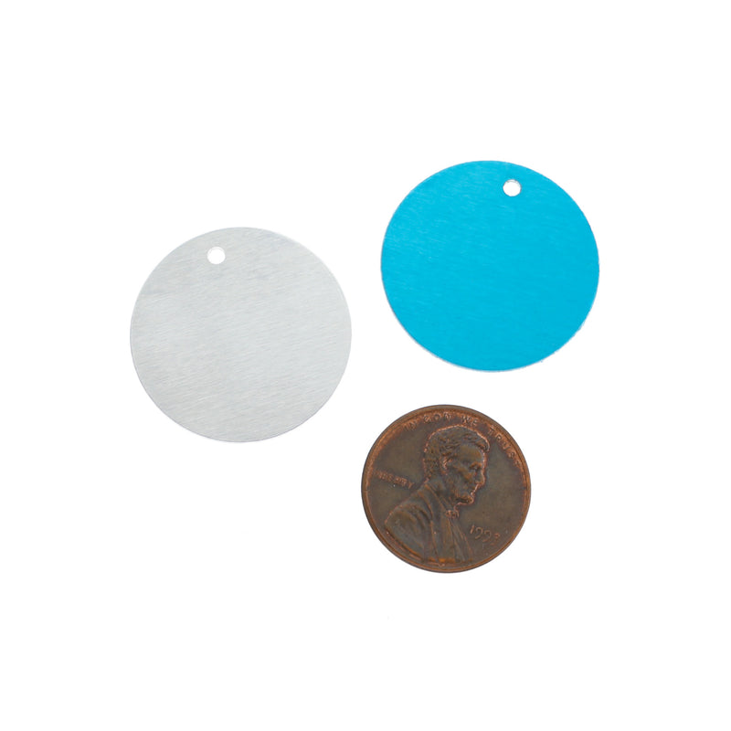 Circle Stamping Blanks - Silver Brushed Aluminum - 25mm - 10 Tags - MT285