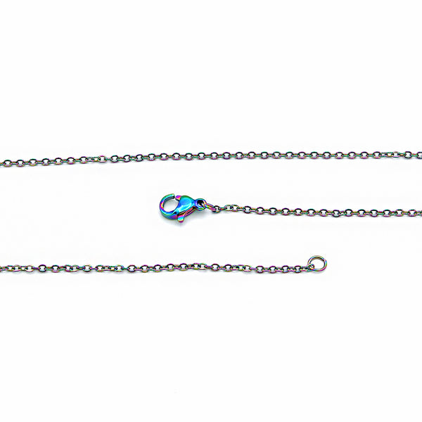 Rainbow Electroplated Stainless Steel Cable Chain Necklace 18"- 2mm - 10 Necklaces - N738