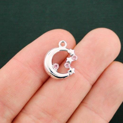 4 Crescent Moon Silver Tone Charms - SC7444