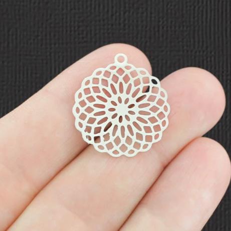 4 Flower of Life Antique Silver Tone Charms - SC8078