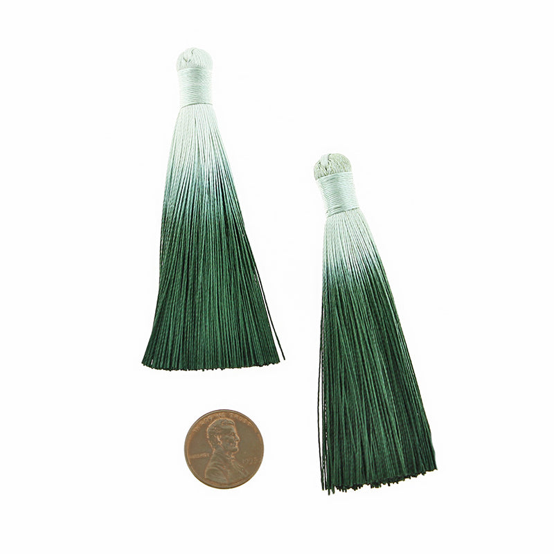 Polyester Tassel 80mm - Ombre Green - 2 Pieces - TSP157