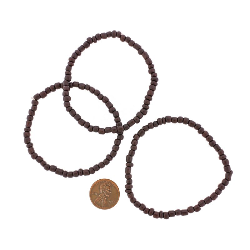 Seed Glass Bead Bracelets - 65mm - Coffee Brown - 5 Bracelets - BB247