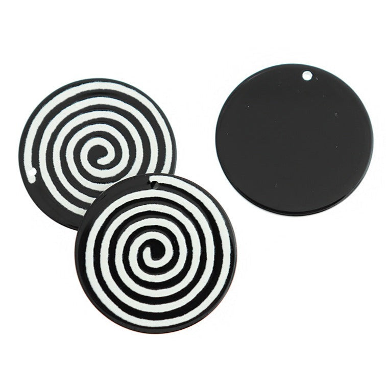 2 Geometric Swirl Acrylic Charms - K574