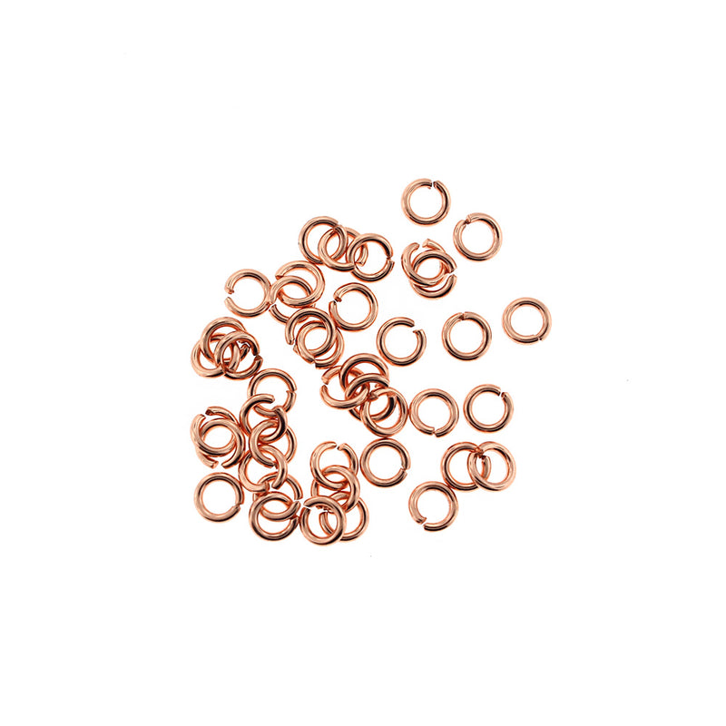 Anneaux de jonction en acier inoxydable or rose 6 mm x 1,2 mm - Calibre 16 ouvert - 25 anneaux - SS056
