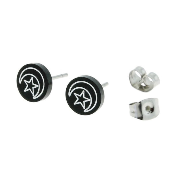 Boucles d'oreilles en acier inoxydable - Crescent Moon Studs - 8mm x 8mm - 2 pièces 1 paire - ER042