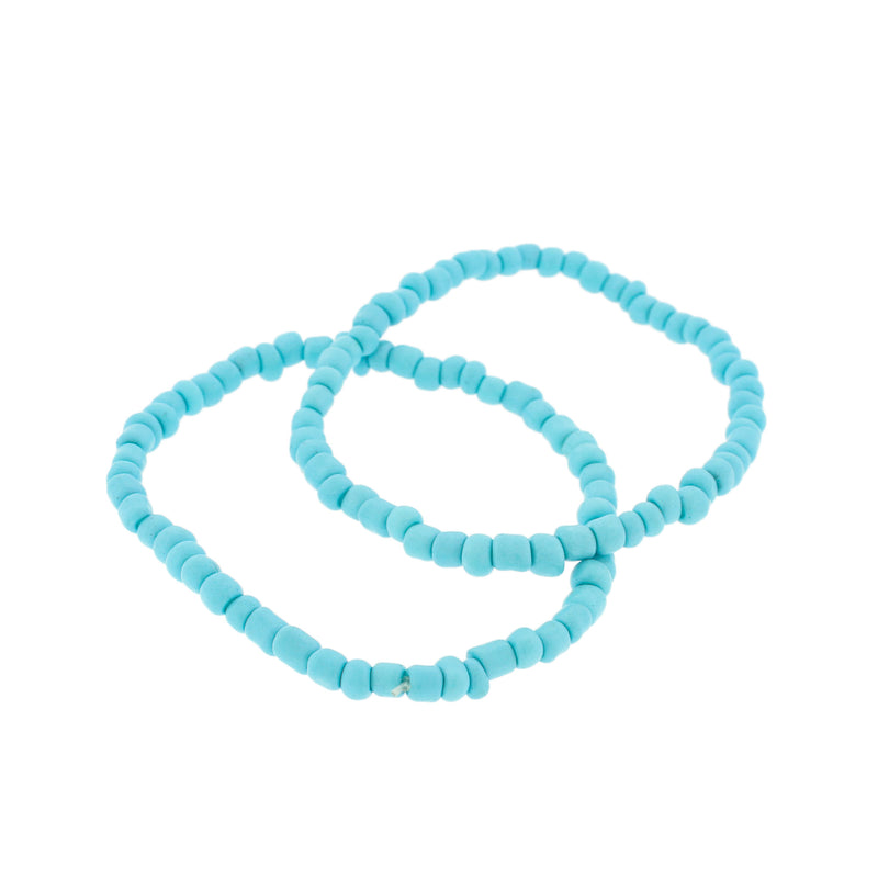 Bracelets en perles de verre - 65 mm - Bleu clair - 5 bracelets - BB091