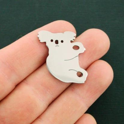 SALE Koala Silver Tone Stainless Steel Charms 2 Sided -  MT461