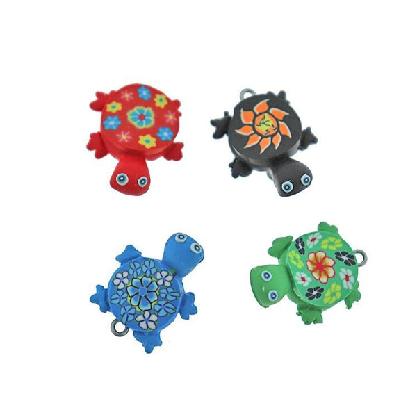 5 Assorted Turtle Polymer Clay Charms 3D - E145