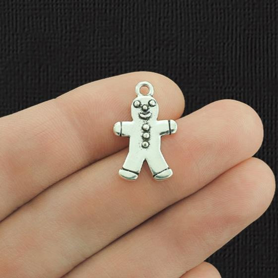 8 Gingerbread Man Antique Silver Tone Charms - XC066