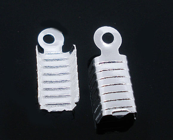 Silver Tone Cord Ends - 12mm x 5mm - 100 Pieces - FD143