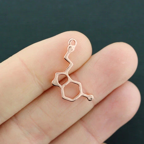 4 Serotonin Molecule Rose Gold Tone Charms - GC152