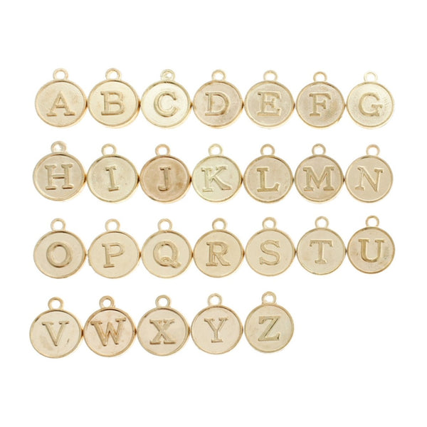 26 Alphabet Letter Gold Tone Charms - 1 Set - ALPHA2800