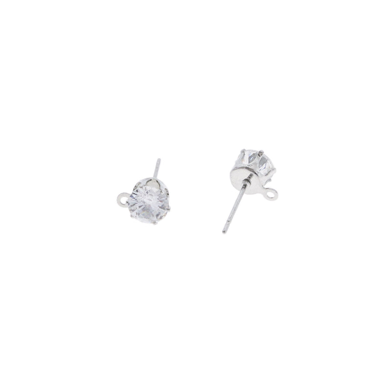 Stainless Steel Earrings - Cubic Zirconia Studs - 15.5mm x 8mm - 2 Pieces 1 Pair - ER165